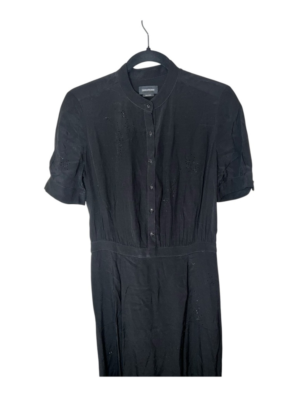 Zadig & Voltaire Rimaz Soft Strass Faux Wrap Shirt Dress Black Sz S NWT - Picture 7 of 13